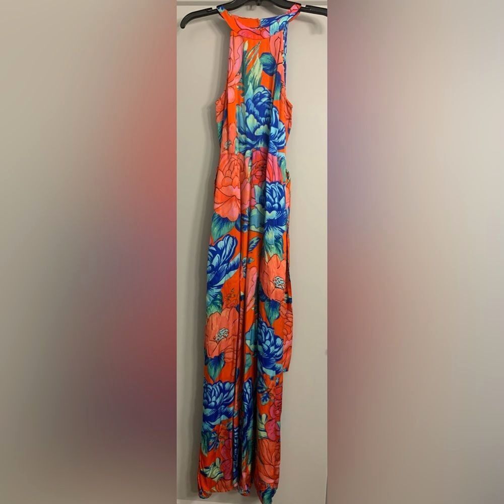 Farm Rio x Anthropologie Floral Print Halter Wide Leg Jumpsuit Resortwear - XS - Picture 4 of 15